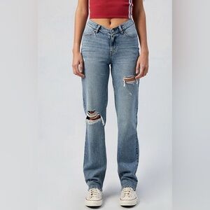 Pacsun Medium Indigo Ripped V Dip '90s Boyfriend Jeans